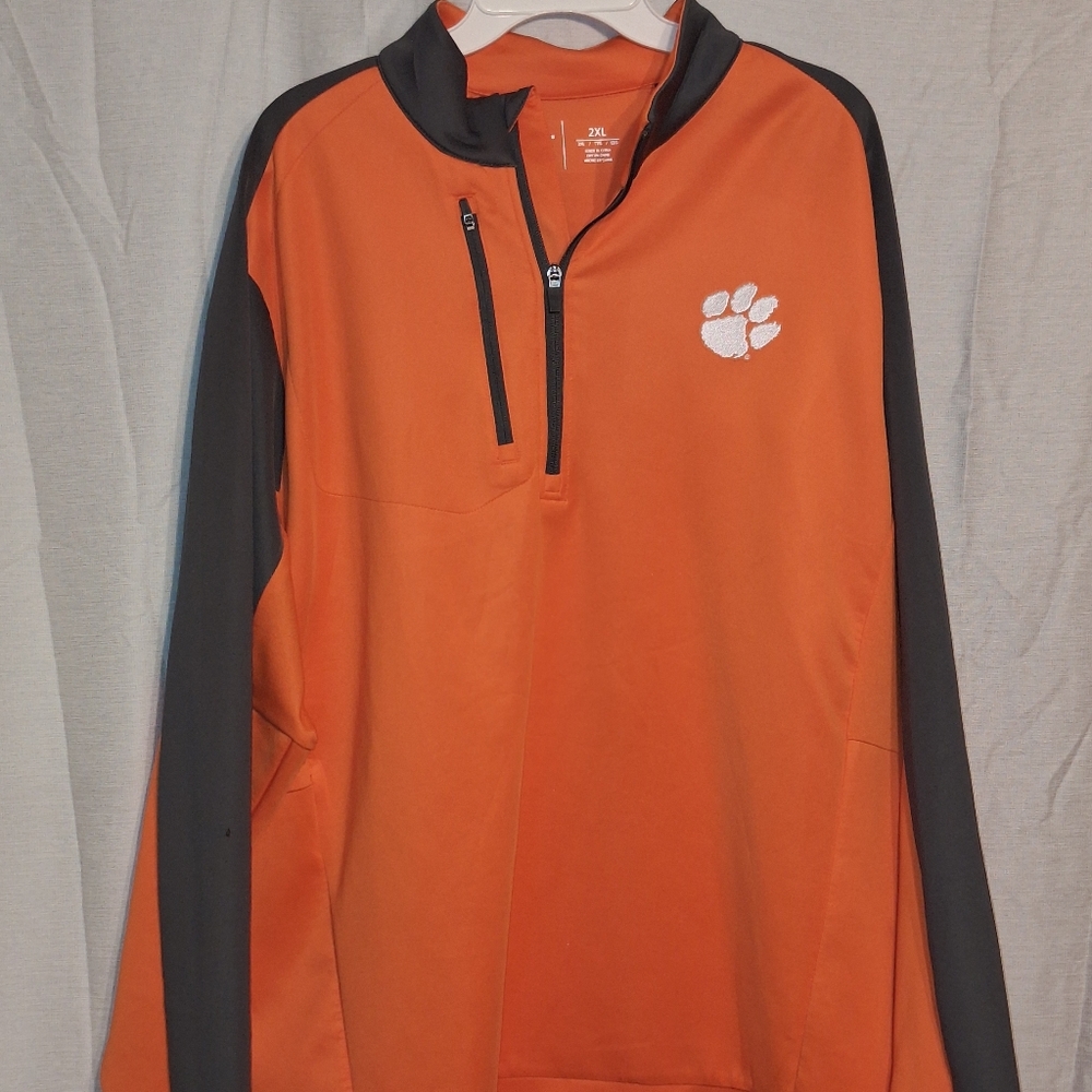 Orange Clemson Quarter-Zip Pullover with Paw Print